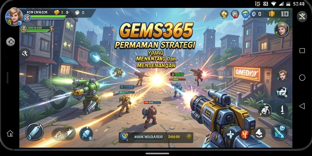 Tampilan gameplay menarik dari GEMS365 dengan pertempuran strategi.