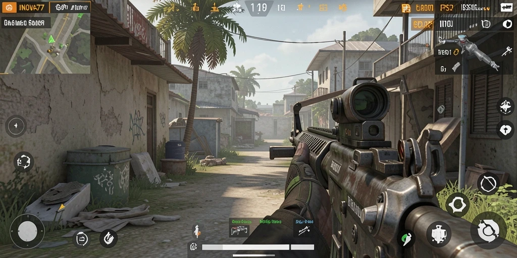 Gameplay INOVA77 menampilkan pertempuran intens dengan grafik yang memukau.