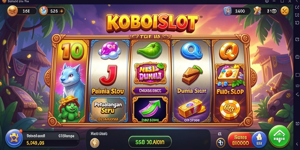 Tampilan screenshot utama KOBOISLOT menunjukkan gameplay petualangan yang mendebarkan.