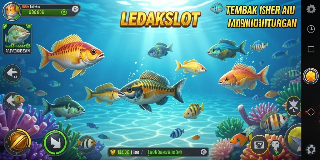 Tampilan gameplay seru dari LEDAKSLOT dengan berbagai jenis ikan.