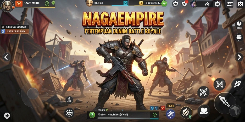 Screenshot NAGAEMPIRE menampilkan aksi Battle Royale yang mendebarkan.