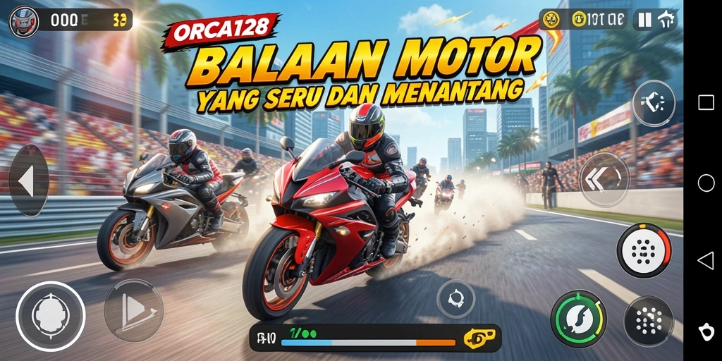 Gameplay balapan motor yang mendebarkan dan penuh aksi.