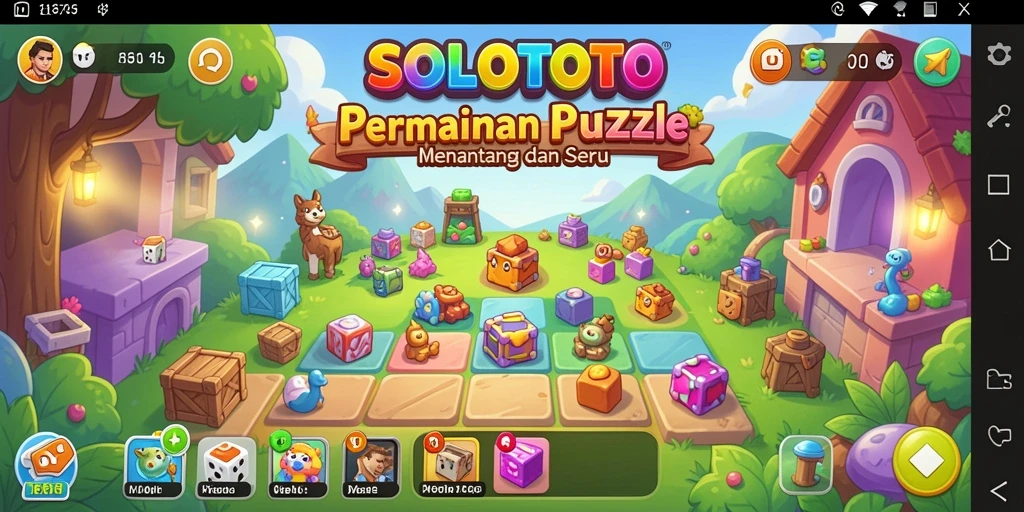 Tampilan gameplay seru SOLOTOTO dengan berbagai puzzle menantang.